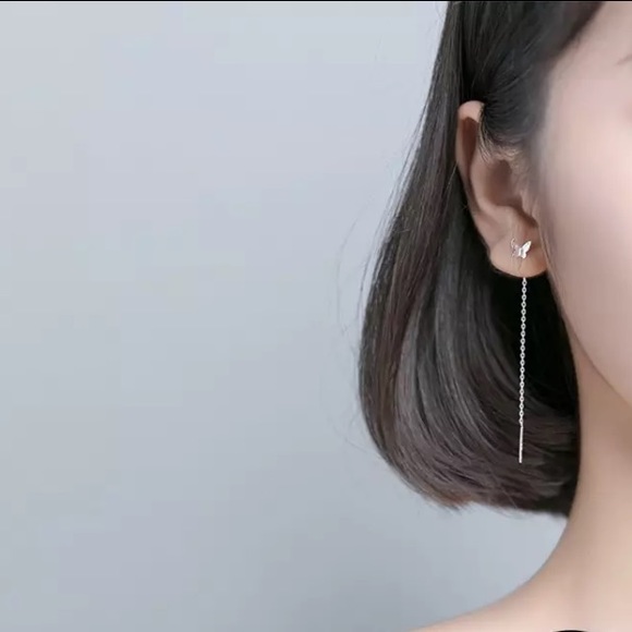 “Flutter On” Butterfly Unique Threader Earrings - Picture 9 of 9